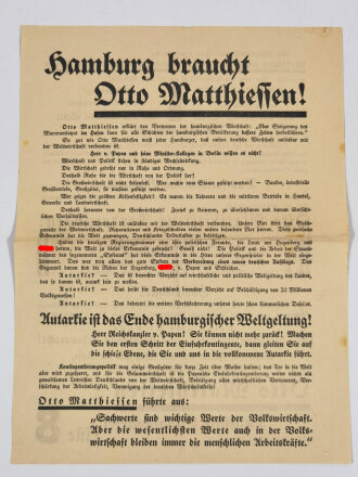 Deutsche Staatspartei, Flugblatt "Hamburg braucht...