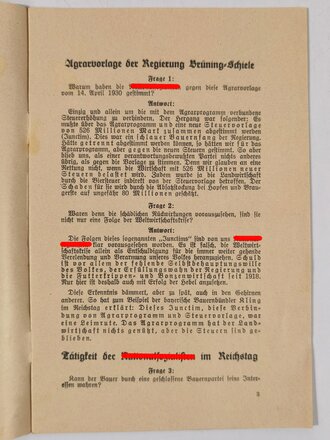 NSDAP Wahlprogramm "Landvolk in Not - Wer hilft? - Adolf Hitler!", Reichstagswahl 1928?, 19 Seiten, ca. DIN A5, sehr guter Zustand