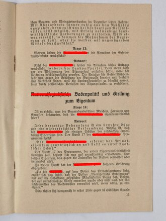 NSDAP Wahlprogramm "Landvolk in Not - Wer hilft? - Adolf Hitler!", Reichstagswahl 1928?, 19 Seiten, ca. DIN A5, sehr guter Zustand