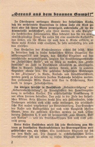 Tannenbergbund, Erich Ludendorff, Flugblatt/Broschüre "Heraus aus dem braunen Sumpf!", München, 4 lose Blätter, ca. 10,5 x 16 cm, gelocht, handschriftliche Notizen, sonst guter Zustand