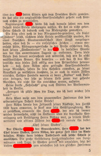 Tannenbergbund, Erich Ludendorff, Flugblatt/Broschüre "Heraus aus dem braunen Sumpf!", München, 4 lose Blätter, ca. 10,5 x 16 cm, gelocht, handschriftliche Notizen, sonst guter Zustand