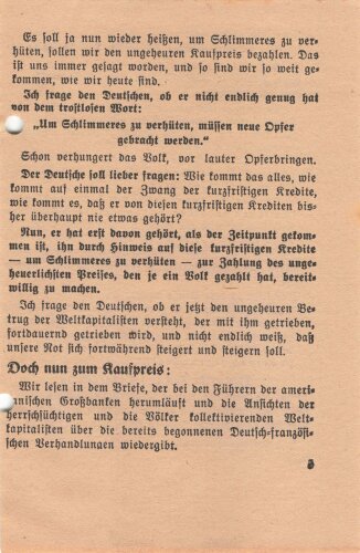 Tannenbergbund, Erich Ludendorff, Flugblatt/Broschüre "Genug der Verelendung - Genug der Deutschen Schmach", München, 8 lose Blätter, ca. 10,5 x 16 cm, gelocht, handschriftliche Notizen, sonst guter Zustand