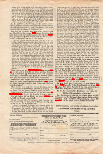 Tannenbergbund, Erich Ludendorff, Flugblatt "Hitler fordert", München, ca. DIN A4, handschriftliche Markierungen, sonst guter Zustand