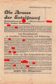 Deutsche Staatspartei, Liste 4, Flugblatt "Die Armee der Enteignung!", aus der Vossischen Zeitung, Hamburg, Bürgerschaftswahl 1932, ca. 32 x 43 cm, gelocht und in der Mitte zerschnitten, sonst guter Zustand