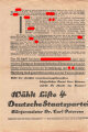 Deutsche Staatspartei, Liste 4, Flugblatt "Die Armee der Enteignung!", aus der Vossischen Zeitung, Hamburg, Bürgerschaftswahl 1932, ca. 32 x 43 cm, gelocht und in der Mitte zerschnitten, sonst guter Zustand