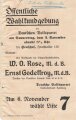 DVP, Liste 7, Flugblatt "Öffentliche Wahlkundgebung", Hamburg, Reichstagswahl November 1932, ca. DIN A5, gelocht, leicht verschlissen