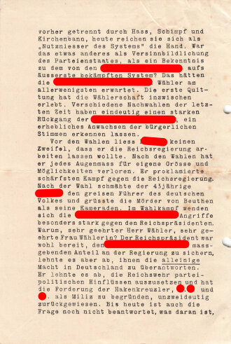 DVP, Liste 7, Flugblatt "Sehr geehrter Wähler!", Reichstagswahl November 1932, ca. DIN A4, gelocht, leicht verschlissen, in der Mitte zerschnitten