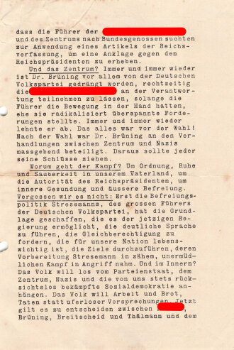 DVP, Liste 7, Flugblatt "Sehr geehrter Wähler!", Reichstagswahl November 1932, ca. DIN A4, gelocht, leicht verschlissen, in der Mitte zerschnitten