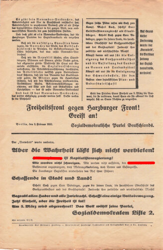 SPD, Liste 2, Flugblatt "Deutsches Volk, Frauen und...