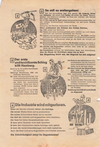 SPD/Eiserne Front, Liste 1, Flugblatt "Ein neuer Totentanz?", 2 lose Blätter, 4 Seiten, Hamburg, Reichstagswahl Juli 1932, ca. DIN A4, gelocht, guter Zustand