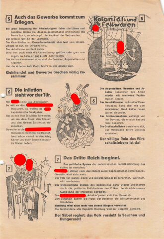 SPD/Eiserne Front, Liste 1, Flugblatt "Ein neuer Totentanz?", 2 lose Blätter, 4 Seiten, Hamburg, Reichstagswahl Juli 1932, ca. DIN A4, gelocht, guter Zustand