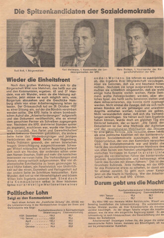 SPD Flugblatt "Betriebswacht", Nr. 10, September 1931, Hamburg, ca. DIN A4, guter Zustand