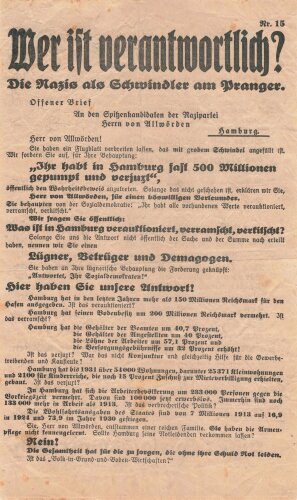 SPD, Liste 1, Flugblatt "Wer ist...