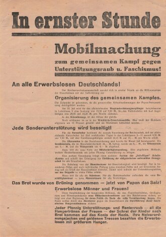 KPD Flugblatt "In ernster Stunde", Berlin,...