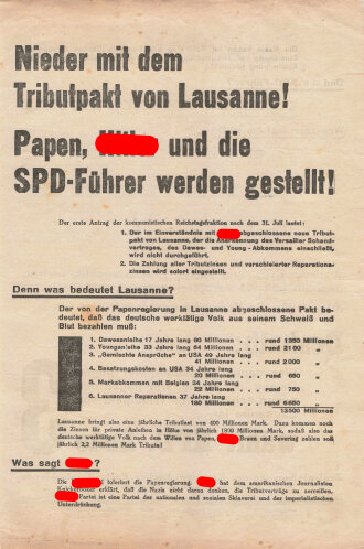 KPD Flugblatt "Nieder mit dem Tributpakt von...