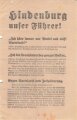 Flugblatt, "Hindenburg unser Führer!", Berlin-Charlottenburg, Reichspräsidentenwahl 1932, 2 lose Blätter, 4 Seiten, ca. DIN A5, gelocht, sonst guter Zustand