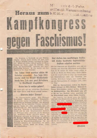 Kampfbund gegen den Faschismus, Flugblatt,...