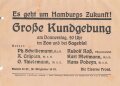 Eiserne Front, Flugblatt, "Es geht um Hamburgs Zukunft", ca. DIN A5, gelocht, leicht verschlissen