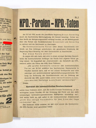 SPD, 6 zusammengeklebte Flugblätter zur Reichstagswahl im November 1932, Hamburg, ca. DIN A5, gelocht, leicht wellig, sonst guter Zustand