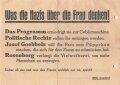 Flugblatt, "Was die Nazis über die Frau denken!", Hamburg, 19. Februar 1931, ca. DIN 5, gelocht, guter Zustand