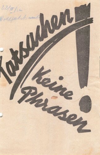 SPD Flugblatt/Broschüre, "Tatsachen keine Phrasen", Hamburg, 1932, 8 lose Blätter, ca. DIN 5, gelocht, leicht fleckig, sonst guter Zustand