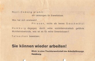 SPD Flugblatt/Broschüre, "Tatsachen keine Phrasen", Hamburg, 1932, 8 lose Blätter, ca. DIN 5, gelocht, leicht fleckig, sonst guter Zustand