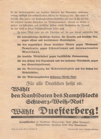 DNVP/Stahlhelm Flugblatt, "Wen wählst du am 13....