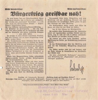 Ludendorff Flugblatt, "Bürgerkrieg greifbar...