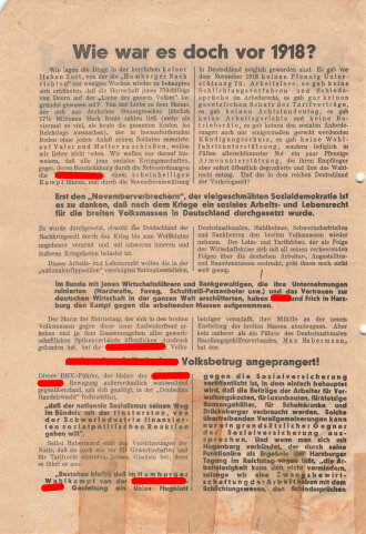 Proletarisches Flugblatt, "November! Blut oder Brot?", ca. DIN A4, gelocht, fleckig, geklebt