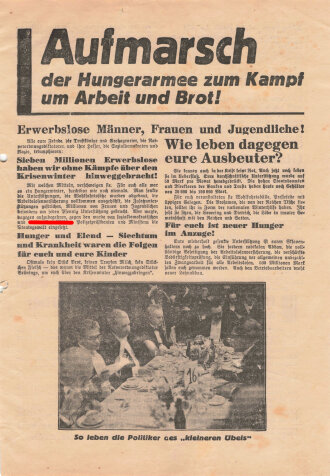 KPD/Reichsausschuß der Erwerbslosen, Flugblatt...