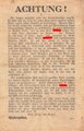 Großbritannien 2. Weltkrieg, "Achtung!", Flugblatt 280, Einsatzzeit 1939-1943, verschlissen