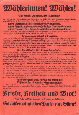 SPD Flugblatt "Wählerinnen! Wähler!", Nr. 19, München, ca. DIN A4, guter Zustand
