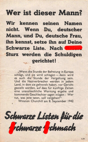 Großbritannien 2. Weltkrieg, "Wer ist dieser Mann?", Flugblatt G.54, Einsatzzeit 1942, guter Zustand