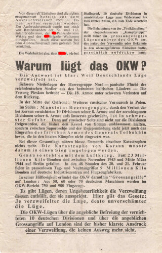 Großbritannien 2. Weltkrieg, "Die Wahrheit über Korsun", Flugblatt G 10, Einsatzzeit 1942, guter Zustand