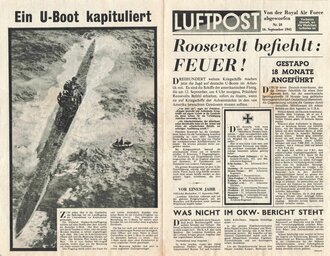 Großbritannien 2. Weltkrieg, "Luftpost Roosevelt befiehlt: FEUER!", Flugblatt 510/xviii, Einsatzzeit 1939-1941, Faltblatt, 4 Seiten, guter Zustand