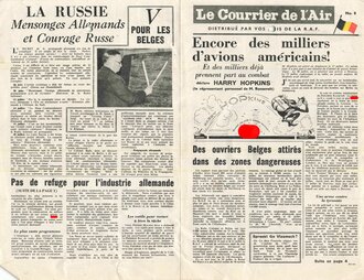 Großbritannien 2. Weltkrieg, "Le Courrier de lAir", Flugblatt 214/vii (England an Belgien), Einsatzzeit 1940-41, Faltblatt, 4 Seiten, gelocht, sonst guter Zustand