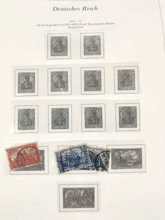 Sammlung Briefmarken Deutsches Reich, jede Seite mit Marken ist fotografiert.