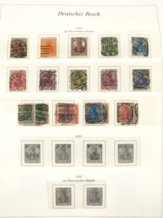 Sammlung Briefmarken Deutsches Reich, jede Seite mit Marken ist fotografiert.