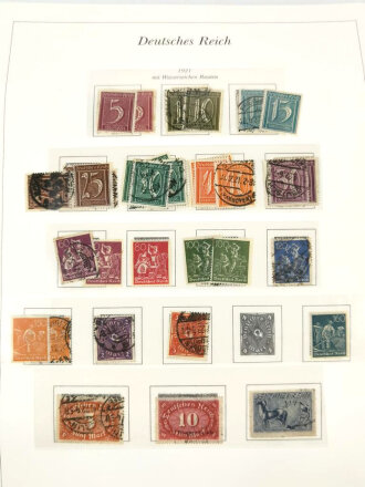 Sammlung Briefmarken Deutsches Reich, jede Seite mit Marken ist fotografiert.