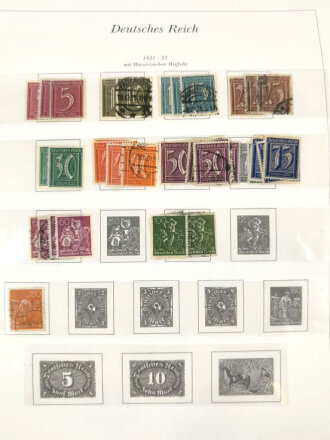 Sammlung Briefmarken Deutsches Reich, jede Seite mit Marken ist fotografiert.