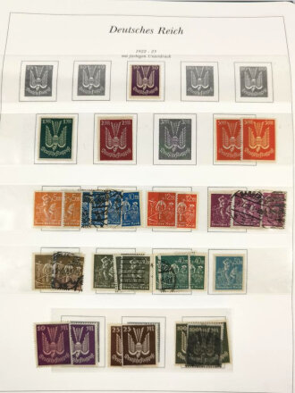 Sammlung Briefmarken Deutsches Reich, jede Seite mit Marken ist fotografiert.