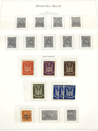 Sammlung Briefmarken Deutsches Reich, jede Seite mit Marken ist fotografiert.