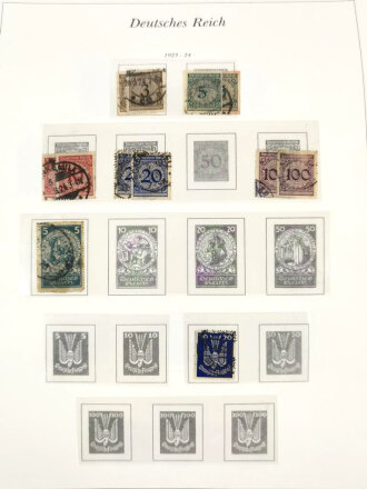 Sammlung Briefmarken Deutsches Reich, jede Seite mit Marken ist fotografiert.