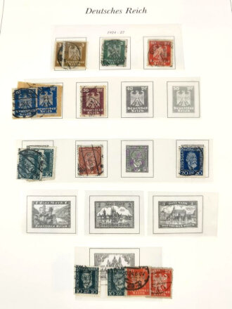 Sammlung Briefmarken Deutsches Reich, jede Seite mit Marken ist fotografiert.