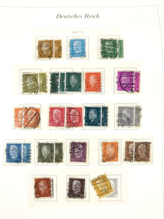 Sammlung Briefmarken Deutsches Reich, jede Seite mit Marken ist fotografiert.