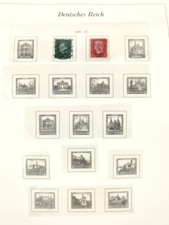 Sammlung Briefmarken Deutsches Reich, jede Seite mit Marken ist fotografiert.