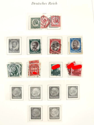 Sammlung Briefmarken Deutsches Reich, jede Seite mit Marken ist fotografiert.