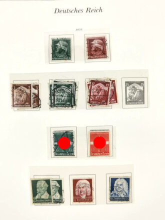 Sammlung Briefmarken Deutsches Reich, jede Seite mit Marken ist fotografiert.