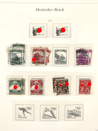 Sammlung Briefmarken Deutsches Reich, jede Seite mit Marken ist fotografiert.