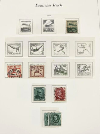 Sammlung Briefmarken Deutsches Reich, jede Seite mit Marken ist fotografiert.